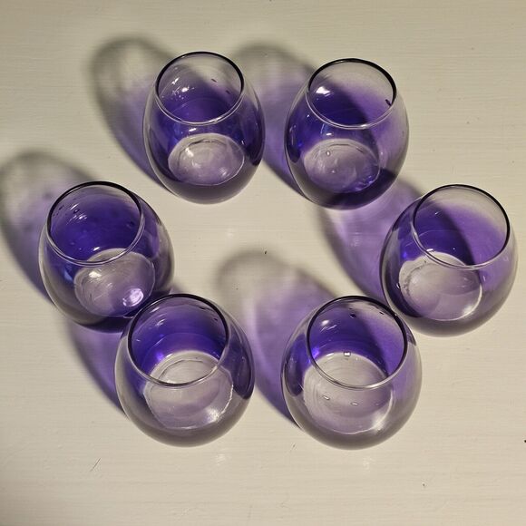 Purple Ombre Glassware Goddess Priestess 6oz Cups Crown Ritualware Set of 6 - Picture 6 of 10